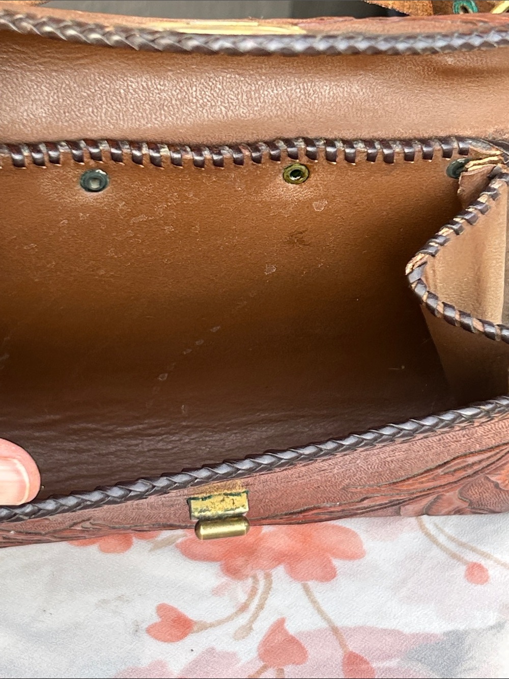 Mexico 60’s Hand Tooled Leather Top-Handle Bag - Picture 14 of 14